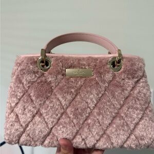 Kate Spade Blush Quilted Fur Satchel